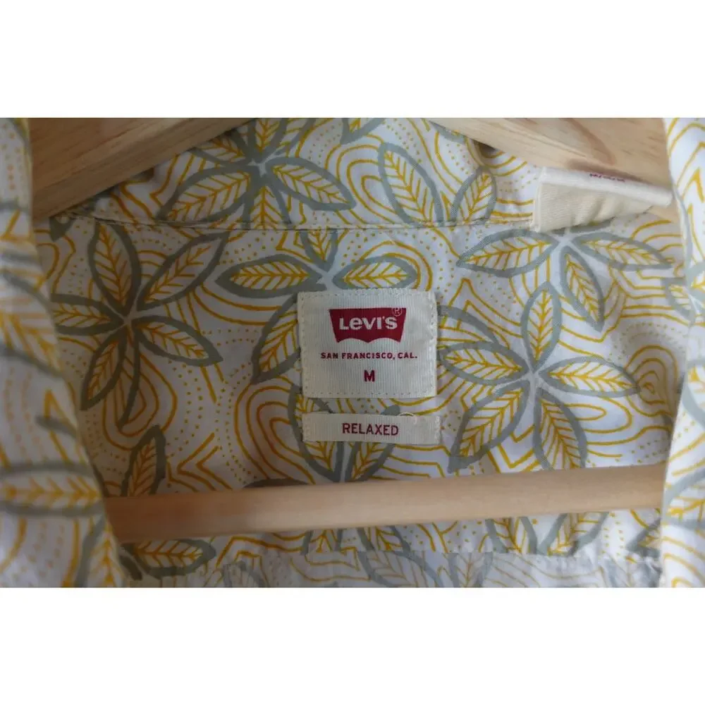 Levis Shirt Mens Medium Floral Relaxed Fit Short Sleeve‎ Casual Tropical Light